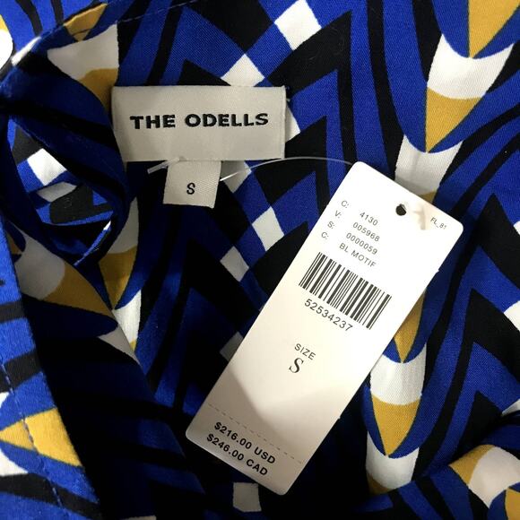 nwt anthropologie the odells blue motif abstract printed midi dress - Picture 10 of 11